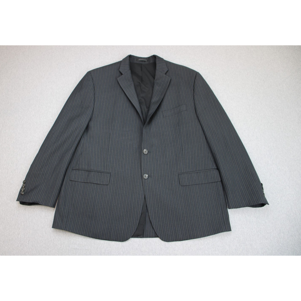Lauren Ralph Lauren Blazer Mens 48R Gray Striped Wool 2 Button Suit Jacket